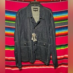 NWT Schott NYC Denim Chore Jacket Medium Wash Size XXL